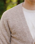 V-Neck Cardigan- Khaki Boucle Alpaca