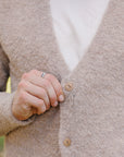V-Neck Cardigan- Khaki Boucle Alpaca