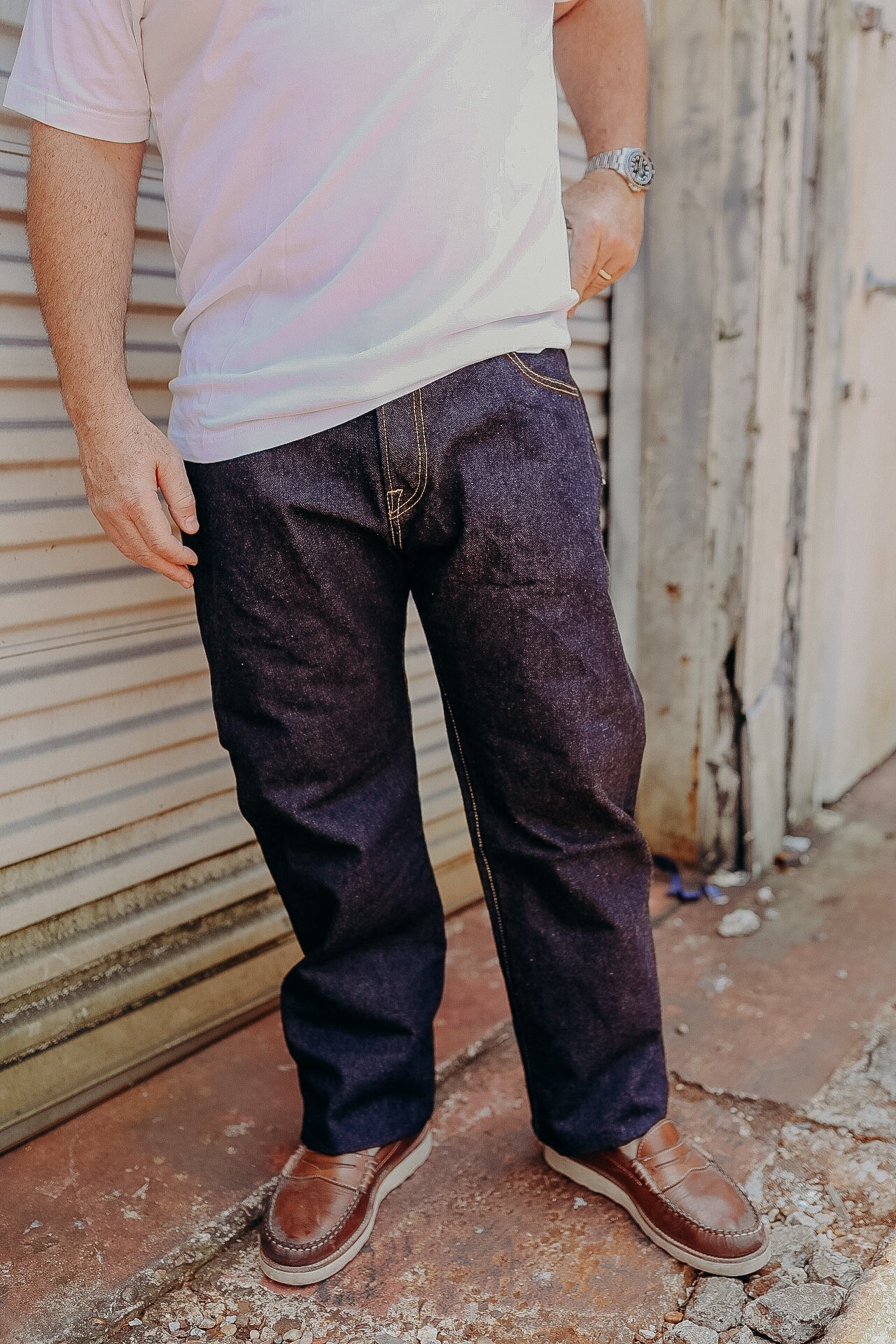19oz Left Hand Twill Selvedge Denim Straight Cut Jeans - Indigo IH-634S-19L