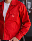 Embroidered Denim Work Jacket- Red (SWCJK25)