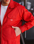 Embroidered Denim Work Jacket- Red (SWCJK25)