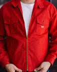 Embroidered Denim Work Jacket- Red (SWCJK25)