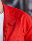 Embroidered Denim Work Jacket- Red (SWCJK25)