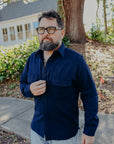 INDIGO SPOTTED WORK SHIRT (SAK24-01 )