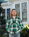 Ultra Heavy Flannel Vintage Check Work Overshirt - Green IHSH-428-GRN