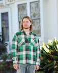 Ultra Heavy Flannel Vintage Check Work Overshirt - Green IHSH-428-GRN