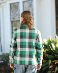 Ultra Heavy Flannel Vintage Check Work Overshirt - Green IHSH-428-GRN