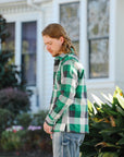 Ultra Heavy Flannel Vintage Check Work Overshirt - Green IHSH-428-GRN