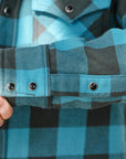 Iron Heart x ISP Ultra Heavy Flannel Buffalo Check Western Shirt - Turquoise/Grey IHSH-101-TG