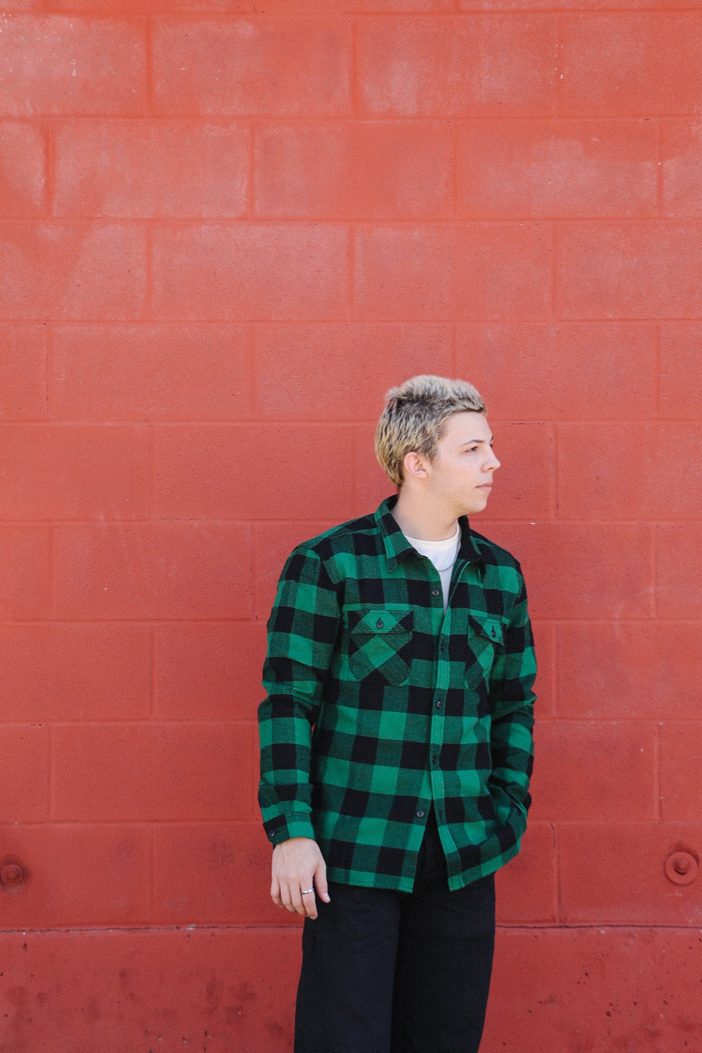 Block Check Flannel Work Shirt- Black/Green ( FN-SNR-101L) – Iron