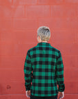 Block Check Flannel Work Shirt- Black/Green ( FN-SNR-101L)