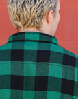 Block Check Flannel Work Shirt- Black/Green ( FN-SNR-101L)