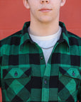 Block Check Flannel Work Shirt- Black/Green ( FN-SNR-101L)