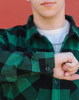 Block Check Flannel Work Shirt- Black/Green ( FN-SNR-101L)
