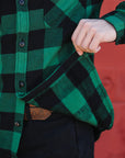 Block Check Flannel Work Shirt- Black/Green ( FN-SNR-101L)