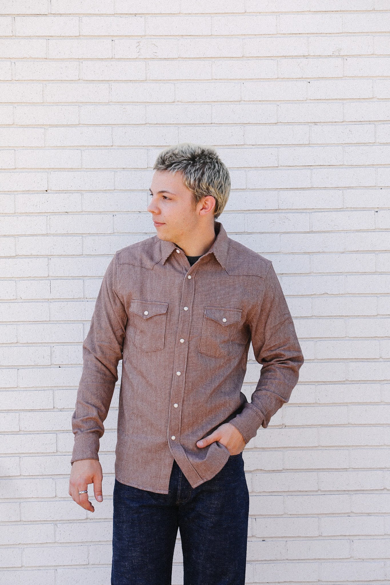 Railroad Stripe Flannel Western- Clay