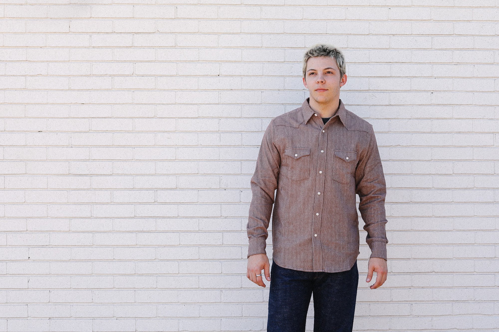 Railroad Stripe Flannel Western- Clay