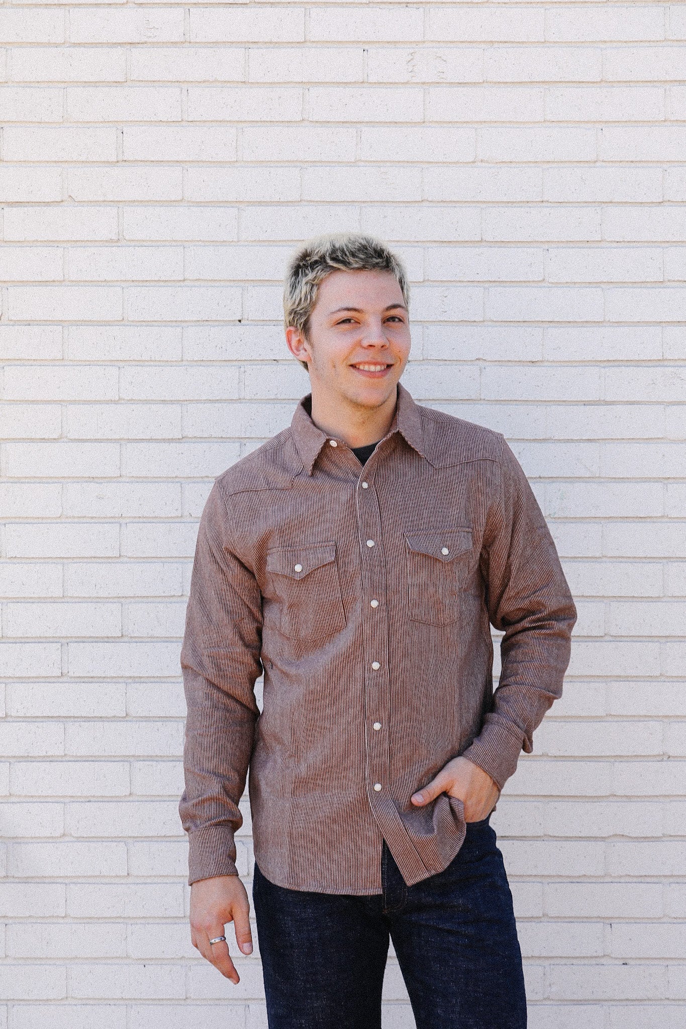 Railroad Stripe Flannel Western- Clay