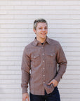 Railroad Stripe Flannel Western- Clay