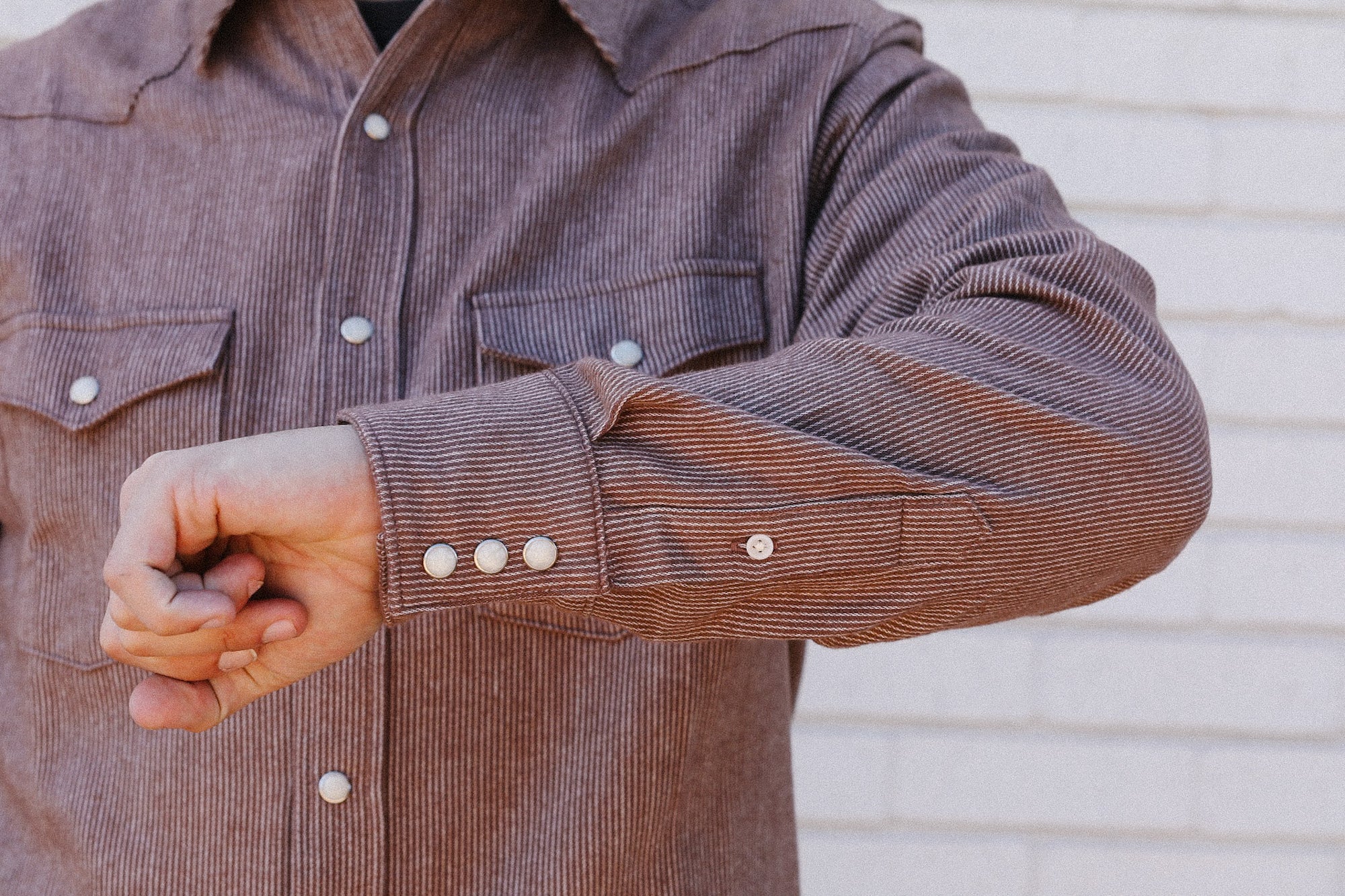 Railroad Stripe Flannel Western- Clay