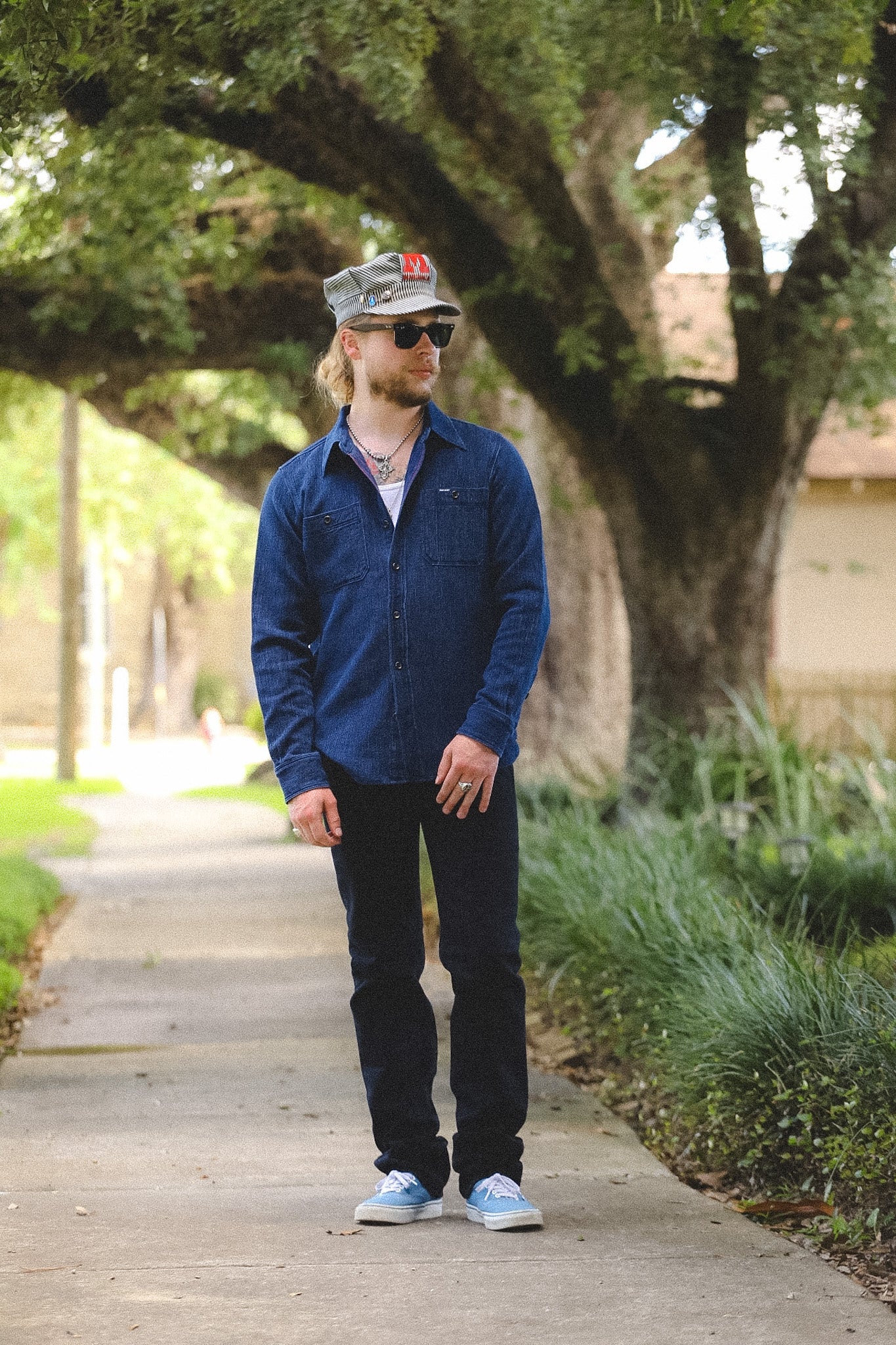 IHSH-96-IND Iron Heart Waffle Work Shirt - Indigo – Iron Shop