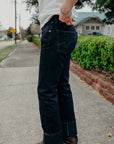 21oz Selvedge Denim Straight Cut Jeans - Indigo Overdyed Black IH-634S-B