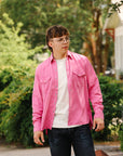 Tencel Gabardine Pearl Snap Shirt -Flamingo