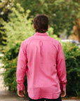 Tencel Gabardine Pearl Snap Shirt -Flamingo