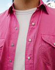 Tencel Gabardine Pearl Snap Shirt -Flamingo