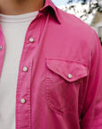 Tencel Gabardine Pearl Snap Shirt -Flamingo