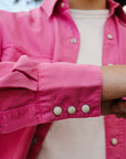 Tencel Gabardine Pearl Snap Shirt -Flamingo