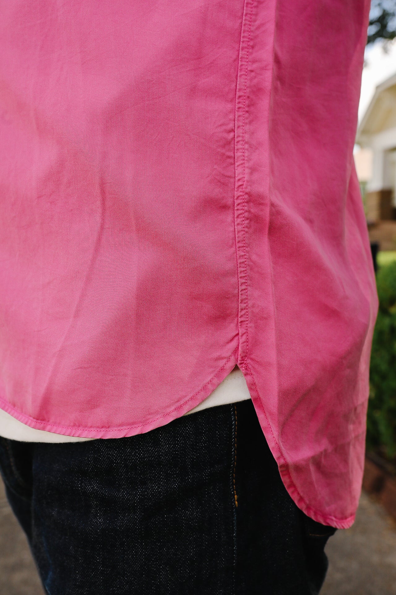 Tencel Gabardine Pearl Snap Shirt -Flamingo