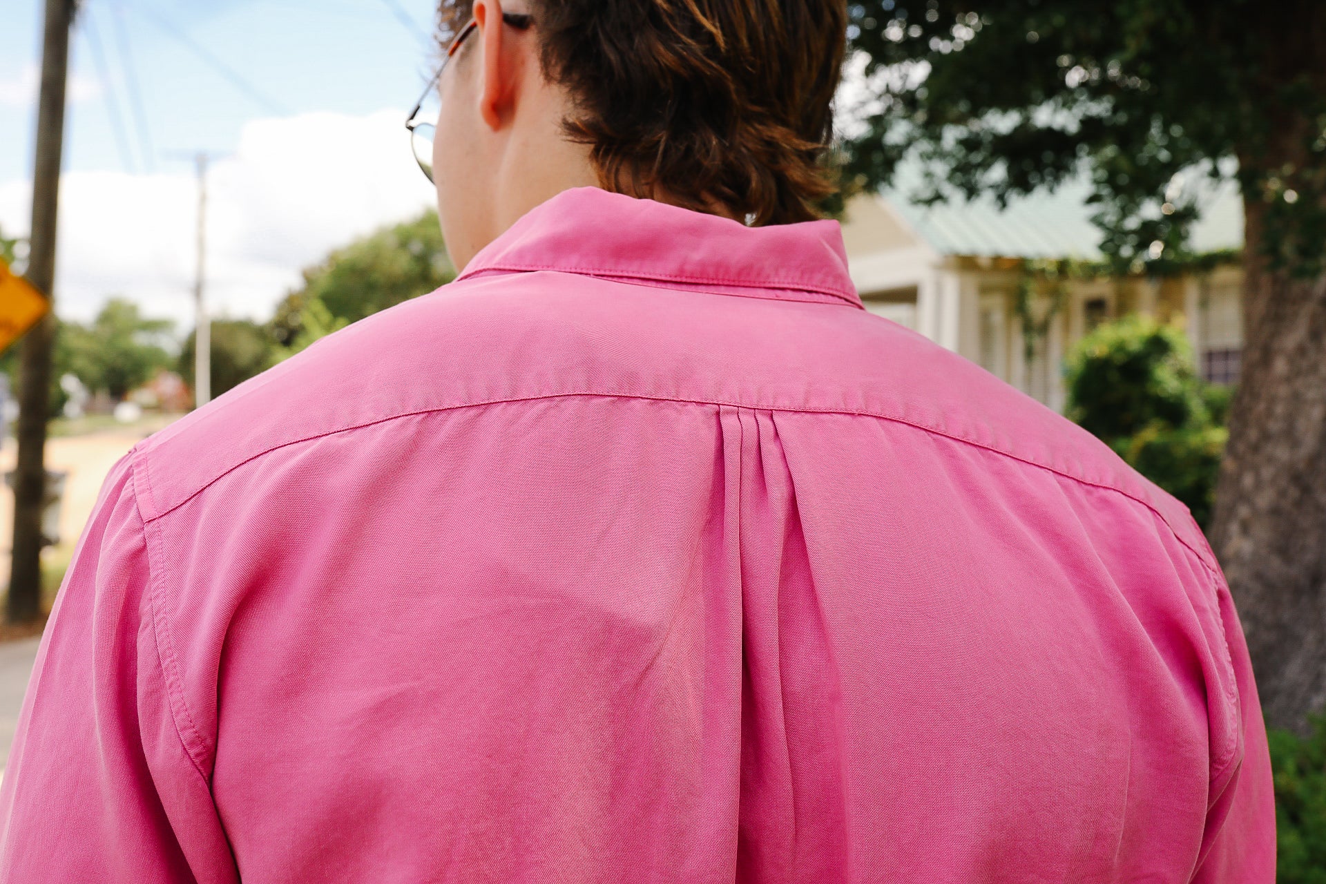Tencel Gabardine Pearl Snap Shirt -Flamingo