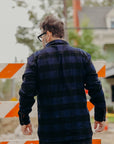 INDIGO BLOCK CHECK FLANNEL WORK SHIRT FN-SNR-101LSP