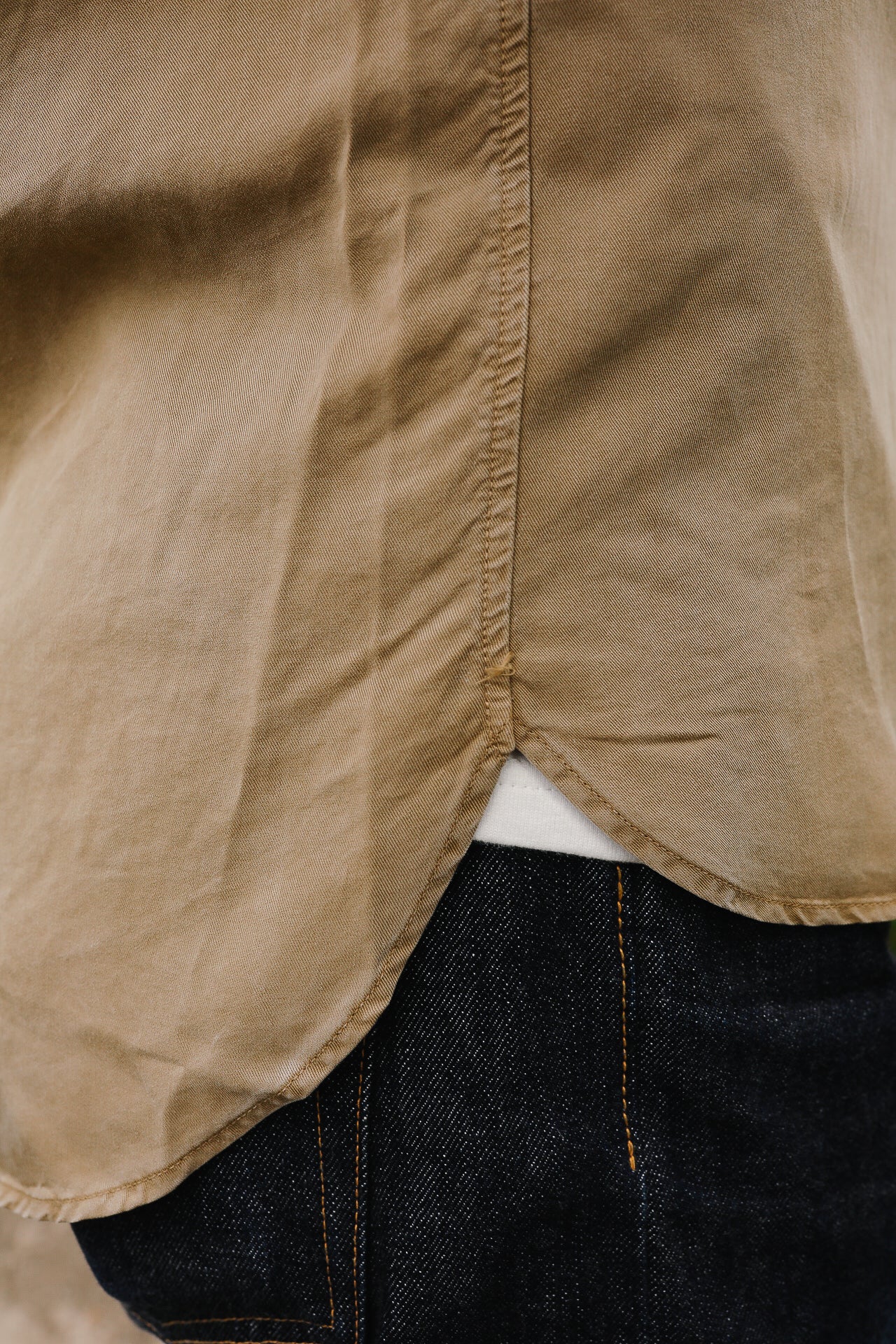Tencel Gabardine Pearl Snap Shirt -Camp Khaki