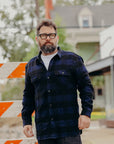 INDIGO BLOCK CHECK FLANNEL WORK SHIRT FN-SNR-101LSP