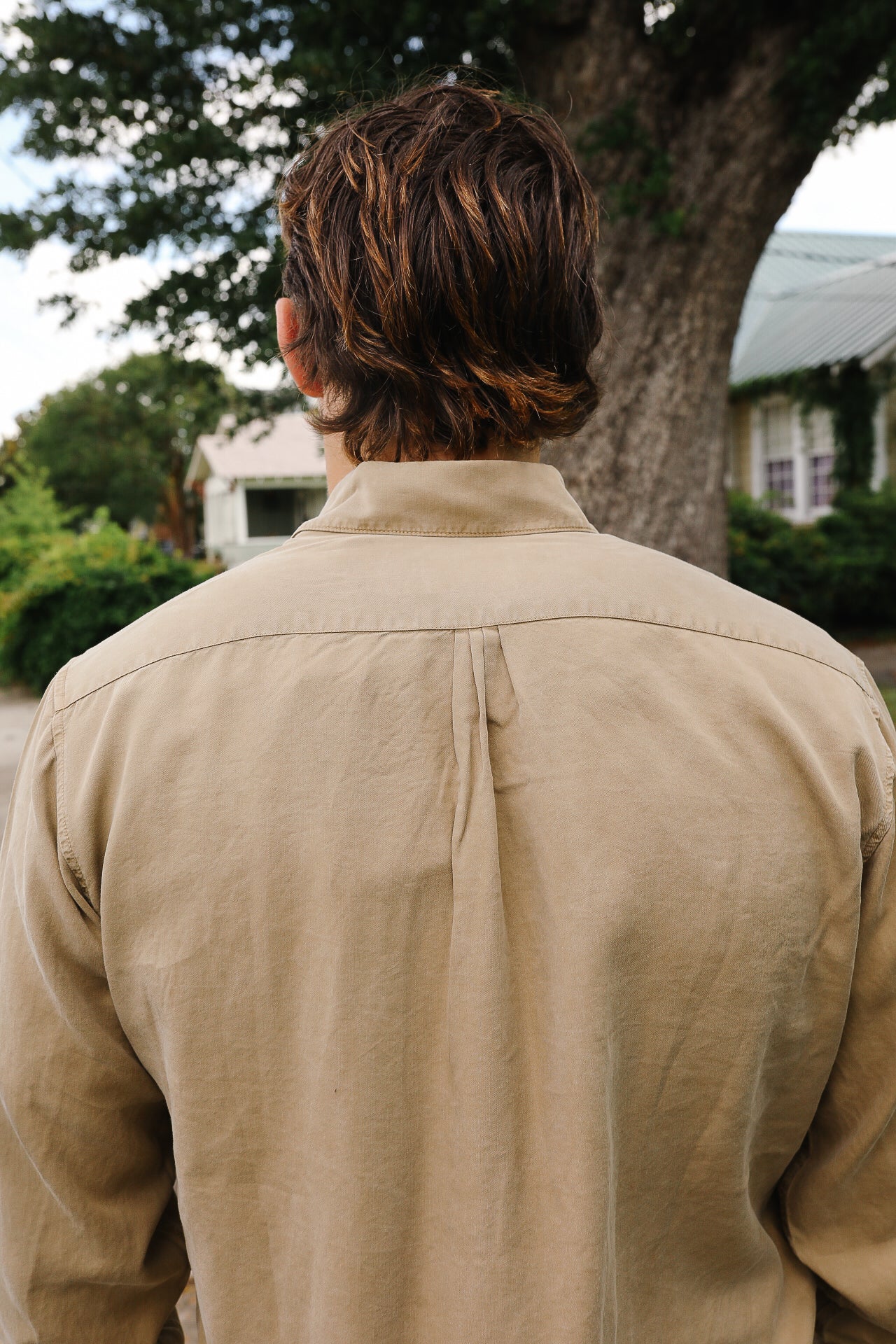 Tencel Gabardine Pearl Snap Shirt -Camp Khaki