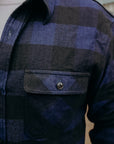 INDIGO BLOCK CHECK FLANNEL WORK SHIRT FN-SNR-101LSP