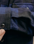 INDIGO BLOCK CHECK FLANNEL WORK SHIRT FN-SNR-101LSP