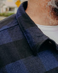 INDIGO BLOCK CHECK FLANNEL WESTERN SHIRT FN-SNW-101LSP