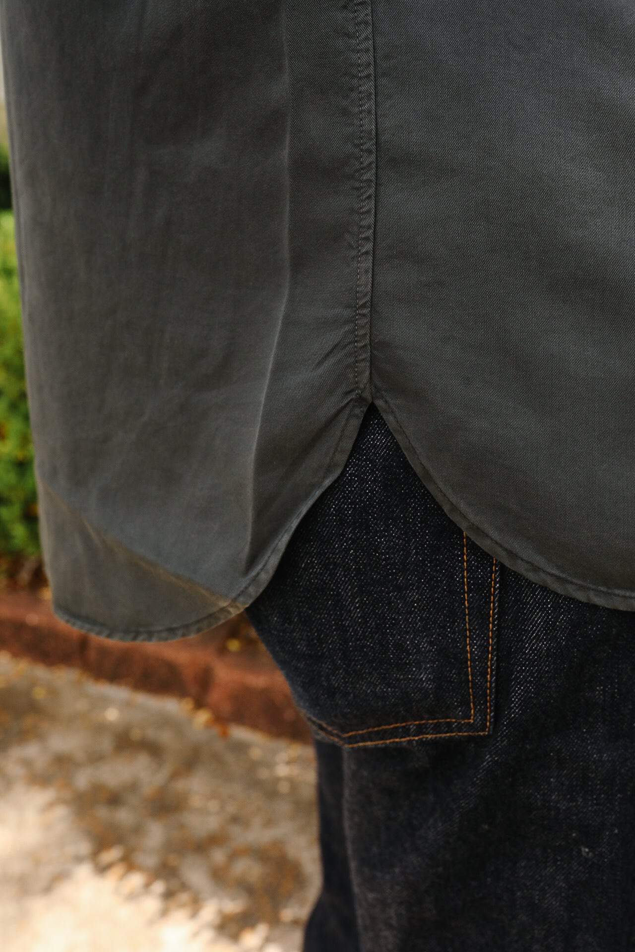 Tencel Gabardine Pearl Snap Shirt - Faded Black