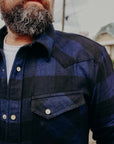 INDIGO BLOCK CHECK FLANNEL WESTERN SHIRT FN-SNW-101LSP