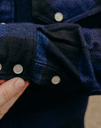 INDIGO BLOCK CHECK FLANNEL WESTERN SHIRT FN-SNW-101LSP