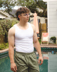 Tubular Rib Knit Tank Top - Natural
