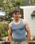 Tubular Rib Knit Tank Top - Indigo