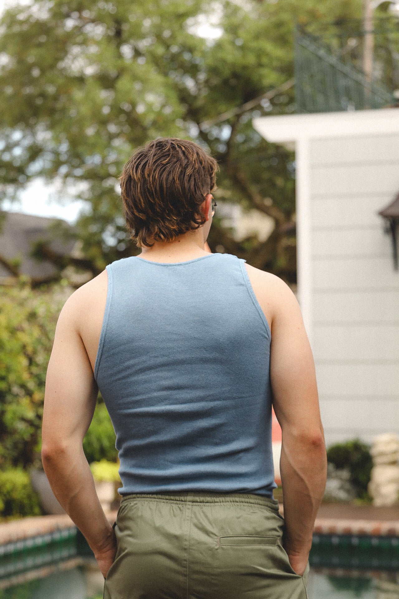 Tubular Rib Knit Tank Top - Indigo