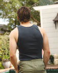 Tubular Rib Knit Tank Top - Faded Black