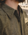 Embroidered Chambray Short Sleeve Shirt - Olive (5723S)