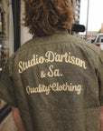 Embroidered Chambray Short Sleeve Shirt - Olive (5723S)