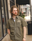 Embroidered Chambray Short Sleeve Shirt - Olive (5723S)